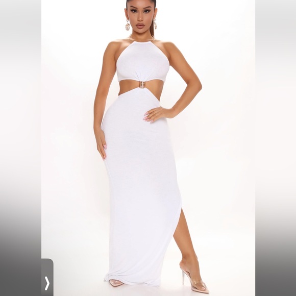 Fashion Nova Dresses & Skirts - Fashion nova bali babe double lined maxi dress white gold size s